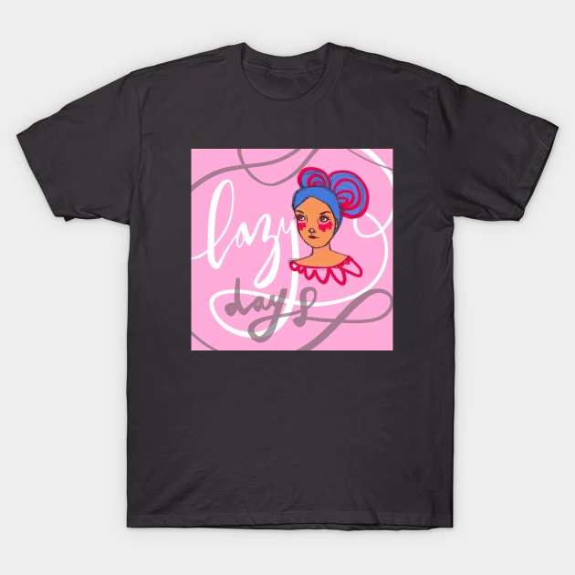 Lazy Days: Relaxing Sunday Girl Portrait Drawing T-Shirt by Tessa McSorley